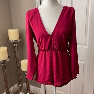 Open back pink romper